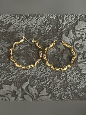 Gold Twisted Hoop Earrings